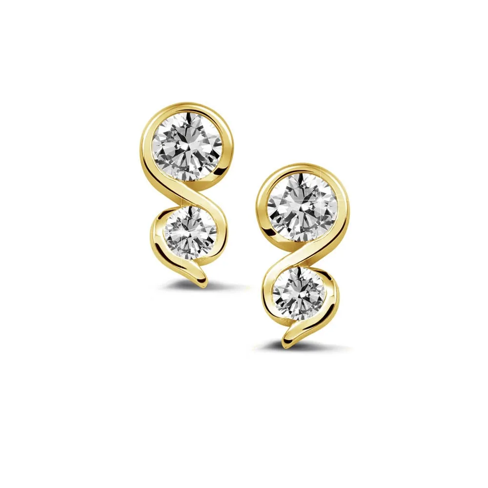 0.70 quilates pendientes diamantes en oro amarillo 