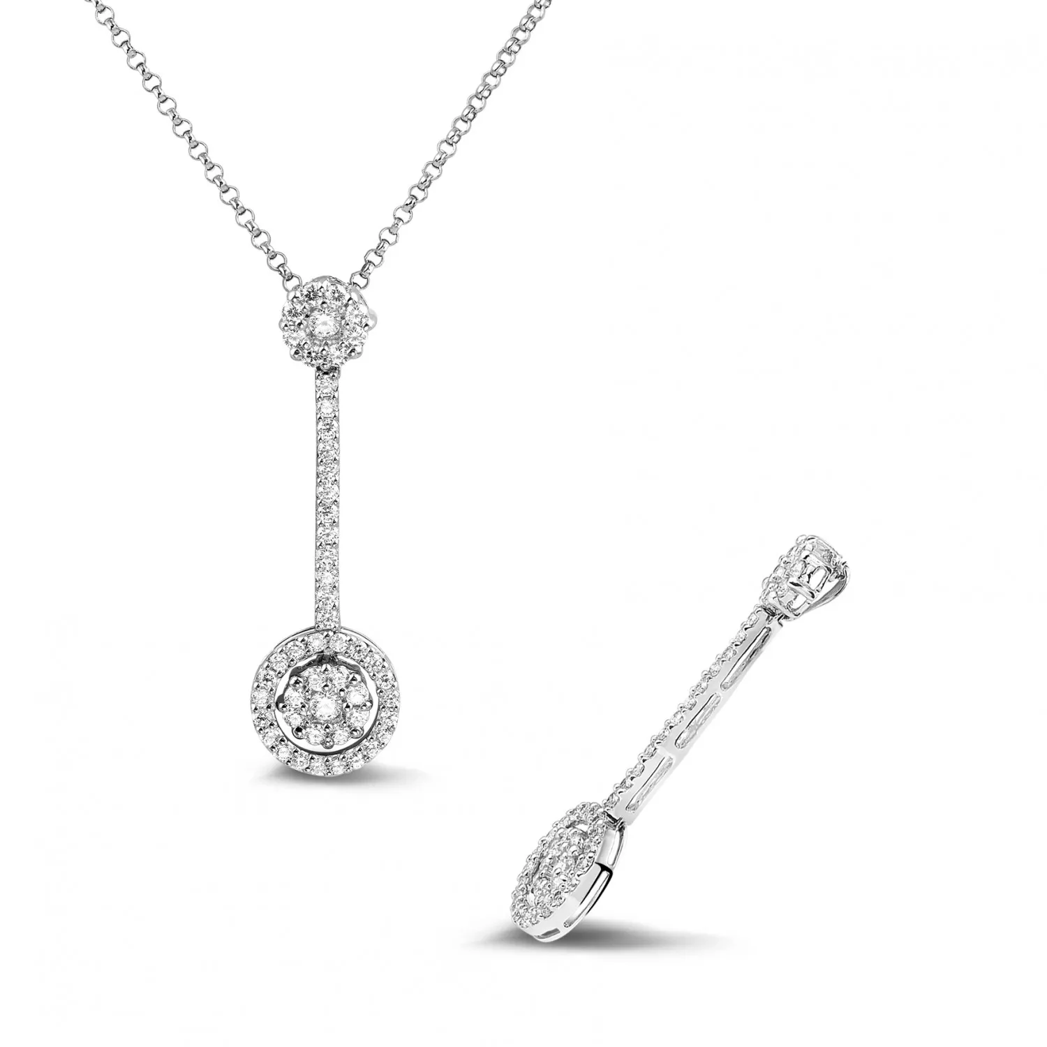 0.90 quilates halo colgante diamante en platino 