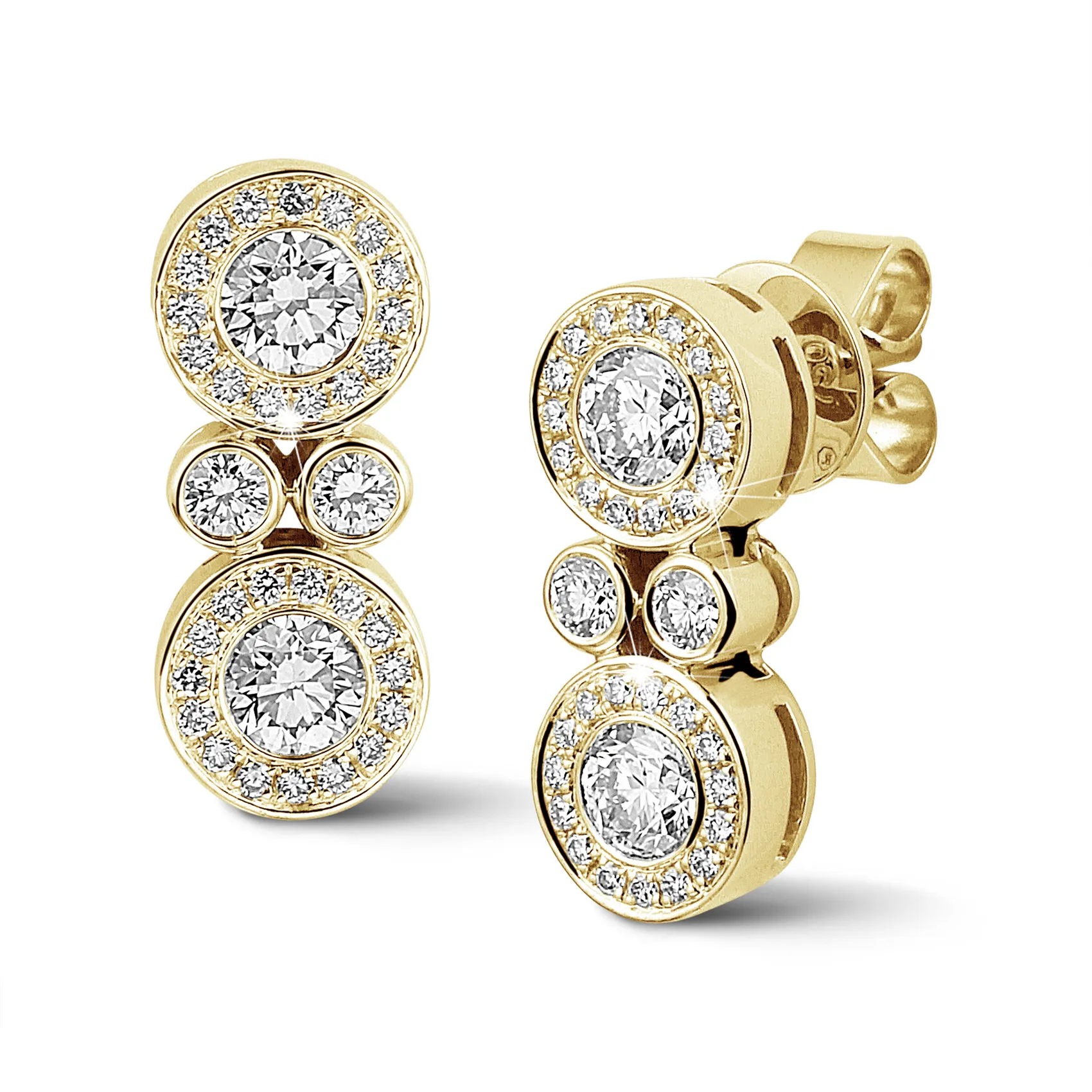 1.00 quilates pendientes diamantes en oro amarillo 
