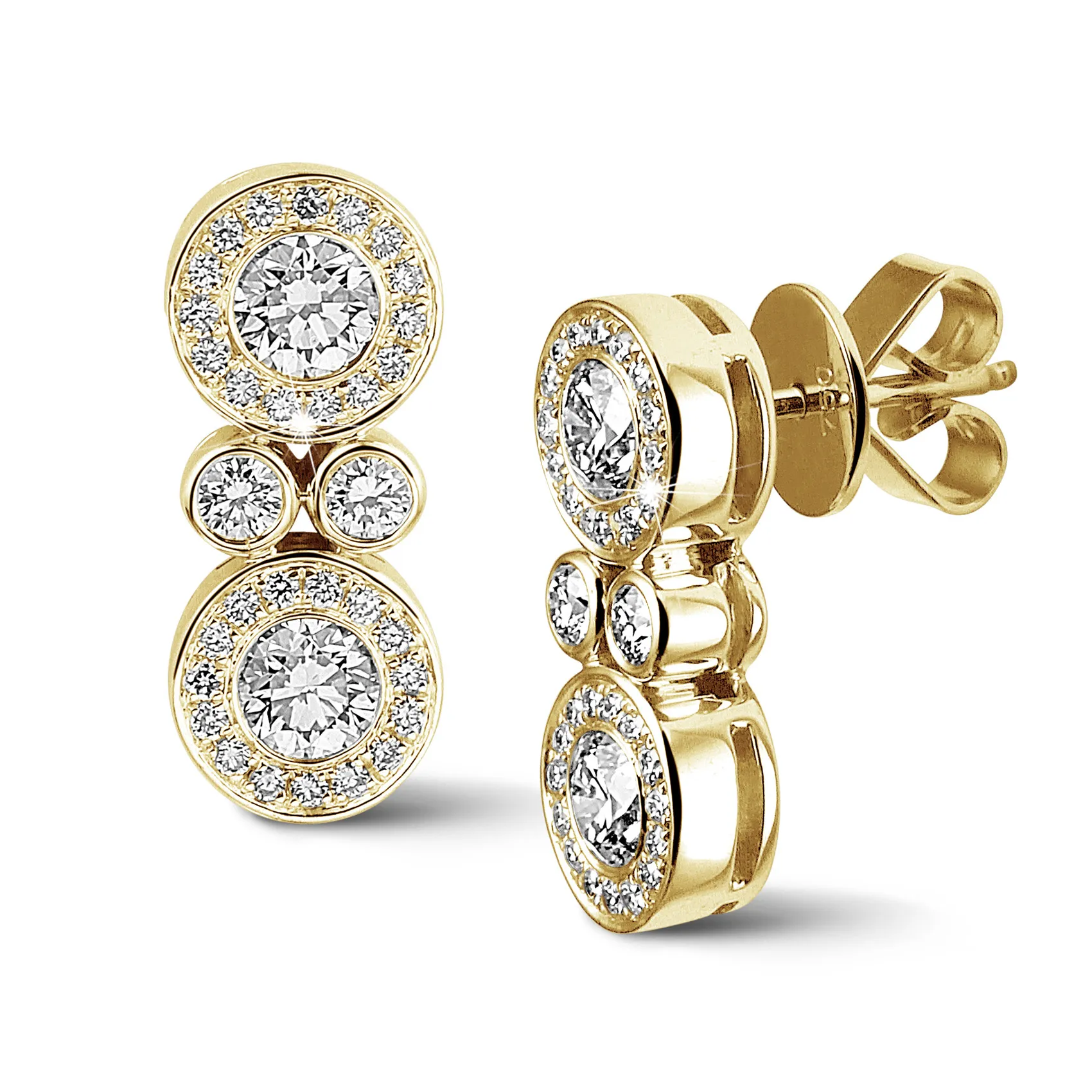 1.00 quilates pendientes diamantes en oro amarillo 