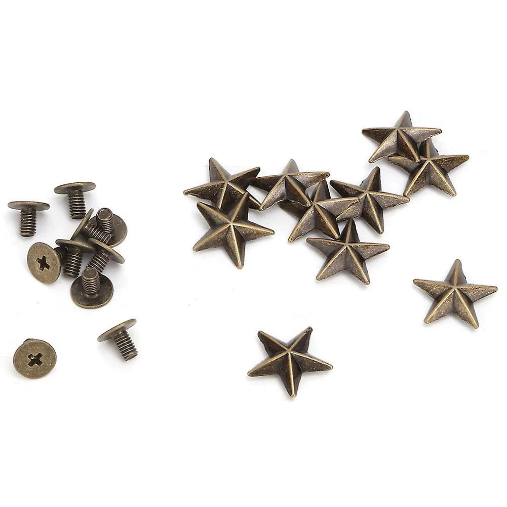 10pcs Metal Star Stud Rivet Spike Screw for Leathercraft Bags Shoes DIY Decoration(14mm bronze)