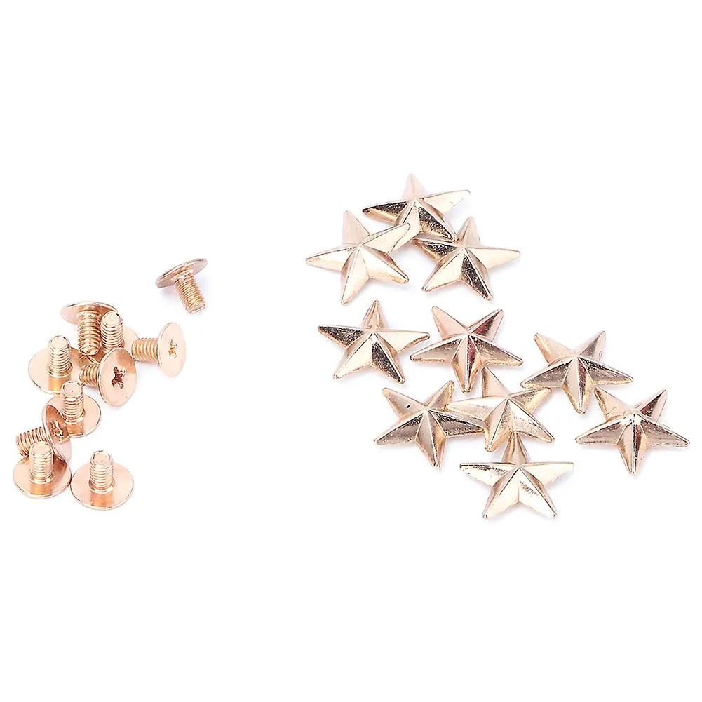 10pcs Metal Star Stud Rivet Spike Screw for Leathercraft Bags Shoes DIY Decoration(14mm gold)