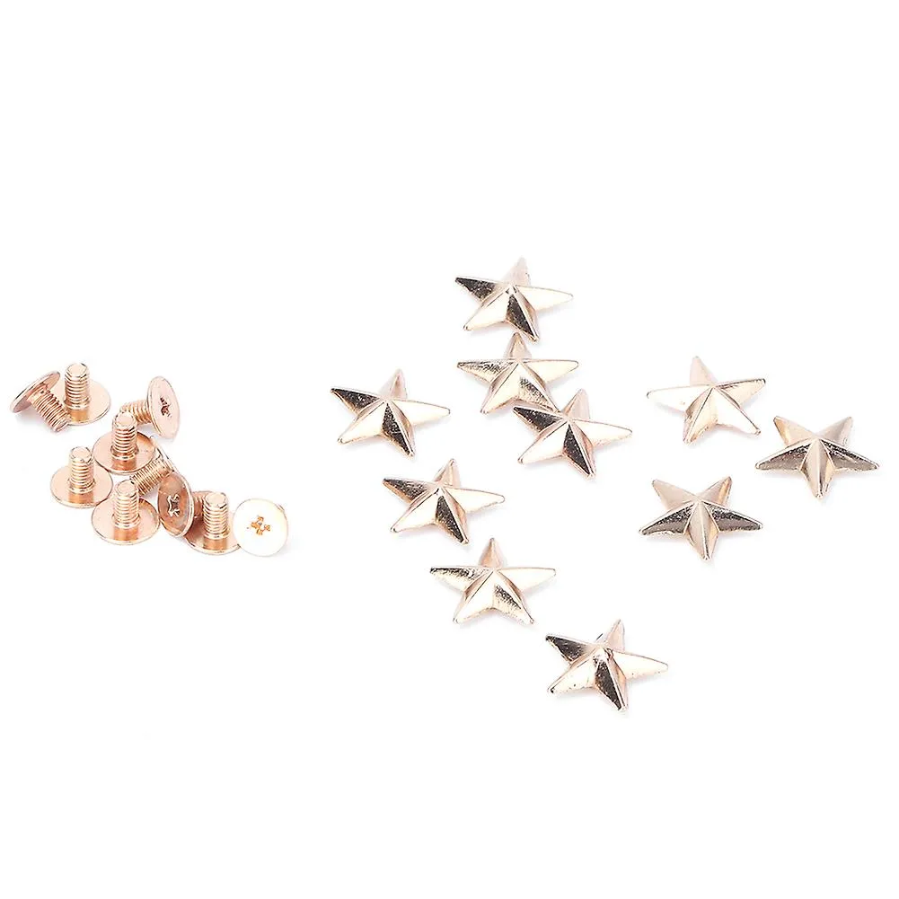 10pcs Metal Star Stud Rivet Spike Screw for Leathercraft Bags Shoes DIY Decoration(14mm gold)