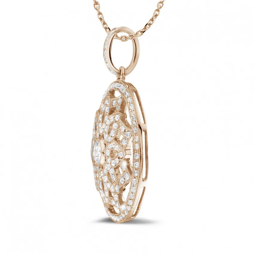 1.10 quilates colgante diamante en oro rojo 