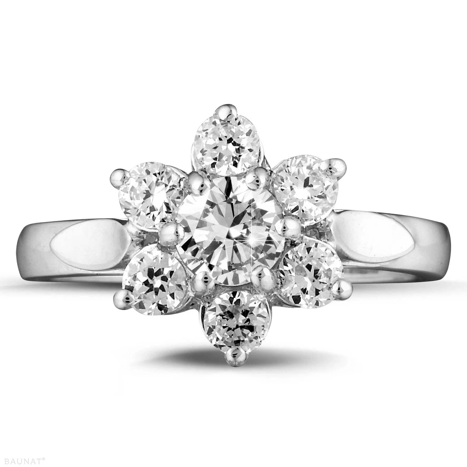 1.15 quilates anillo flor diamante en platino 