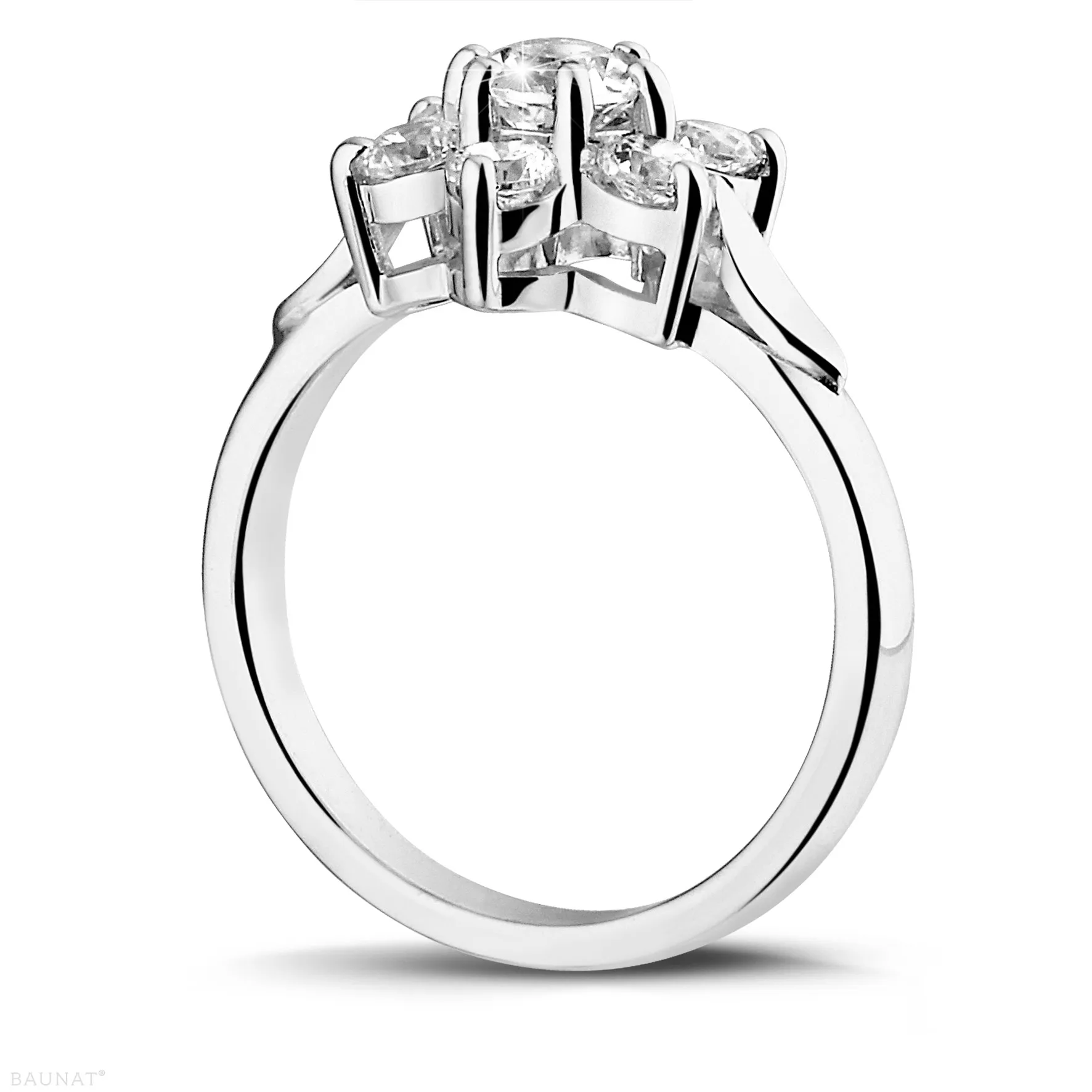 1.15 quilates anillo flor diamante en platino 