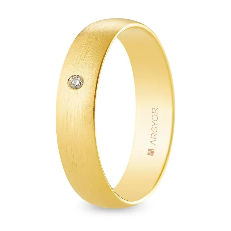 Alianza "Argyor" Diamante/Satinada Oro 18k 5mm (A50RS1D)