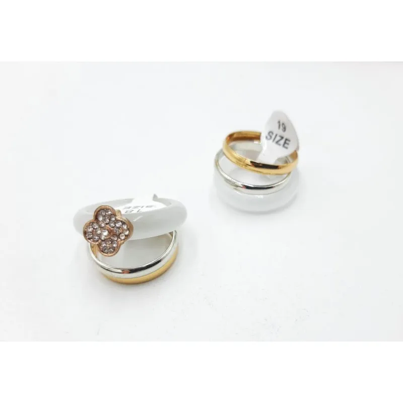 Anillo acero rodio y nácar triple