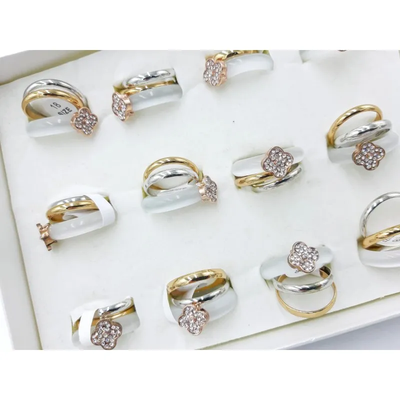 Anillo acero rodio y nácar triple