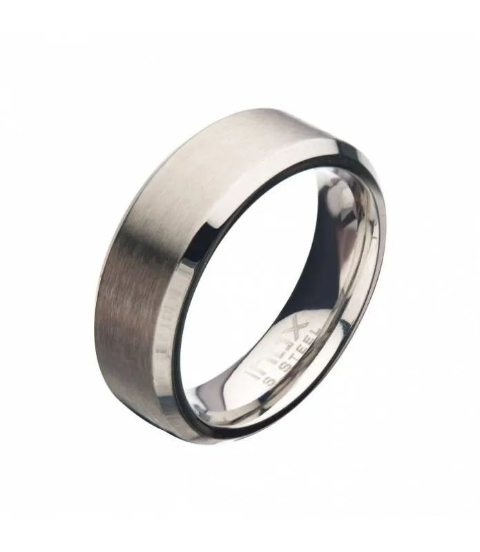 Anillo Alianza Hombre Acero Mate Inoxidable Biselado INOX FR23648