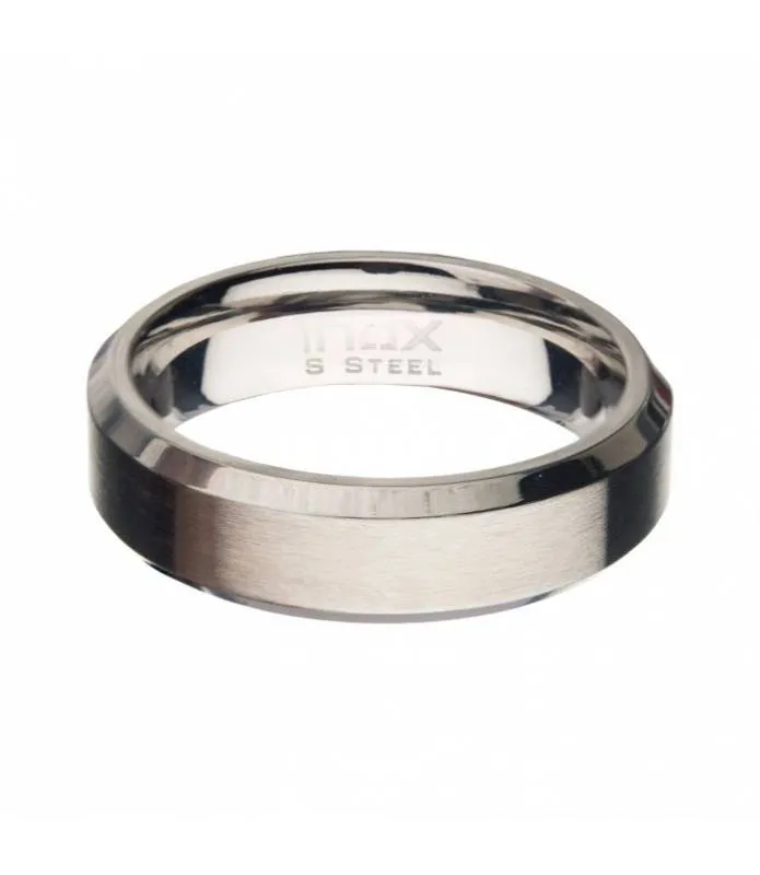 Anillo Alianza Hombre Acero Mate Inoxidable Biselado INOX FR23648