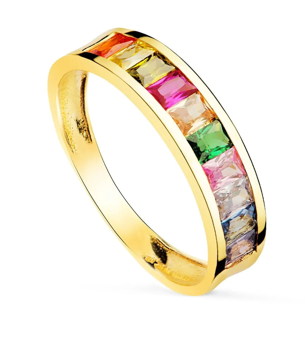 Anillo Arcoiris Oro Amarillo 18K