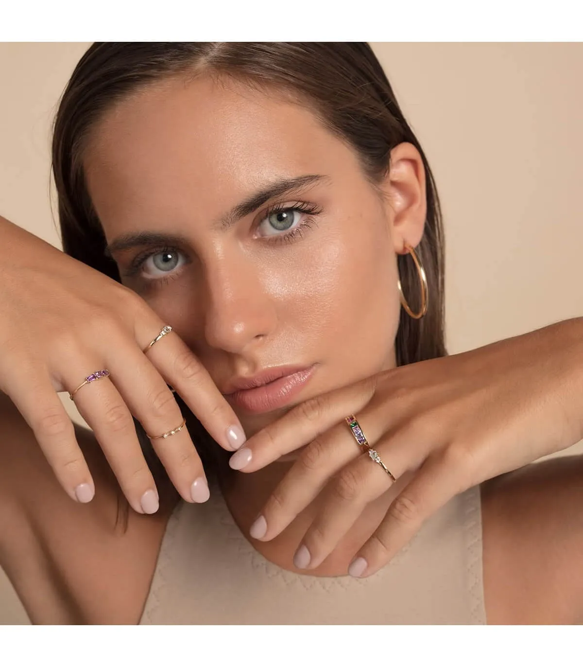 Anillo Arcoiris Oro Amarillo 18K