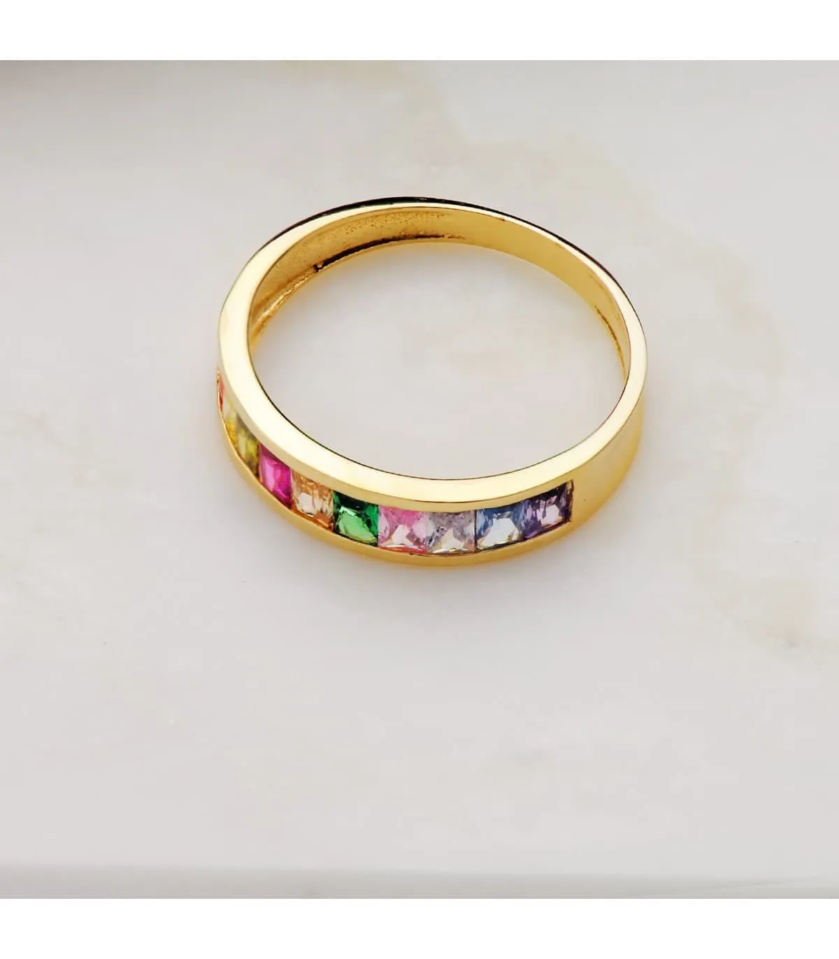Anillo Arcoiris Oro Amarillo 18K