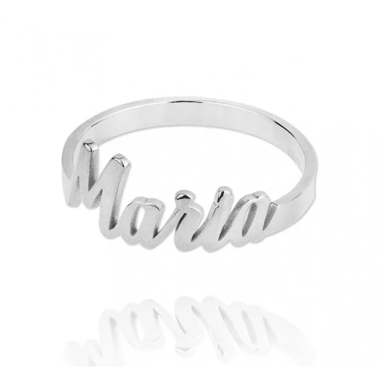 Anillos con nombre tallado en plata de ley