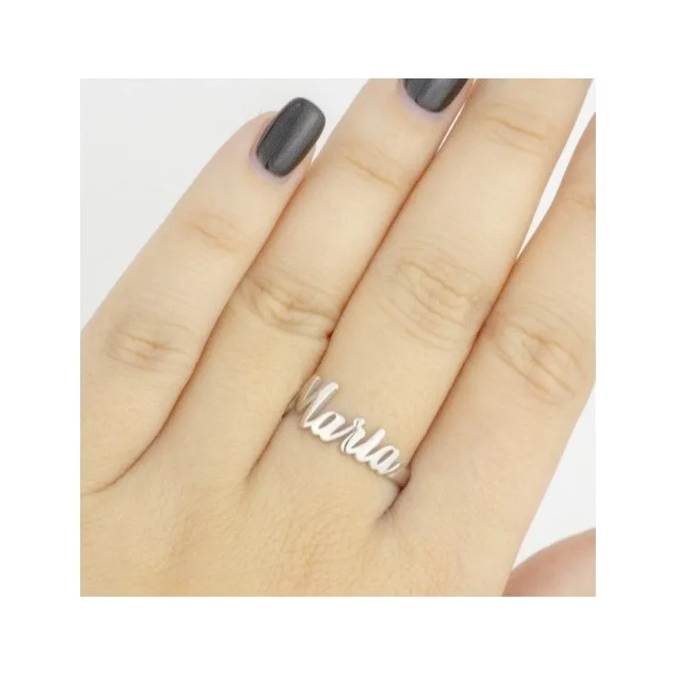 Anillos con nombre tallado en plata de ley