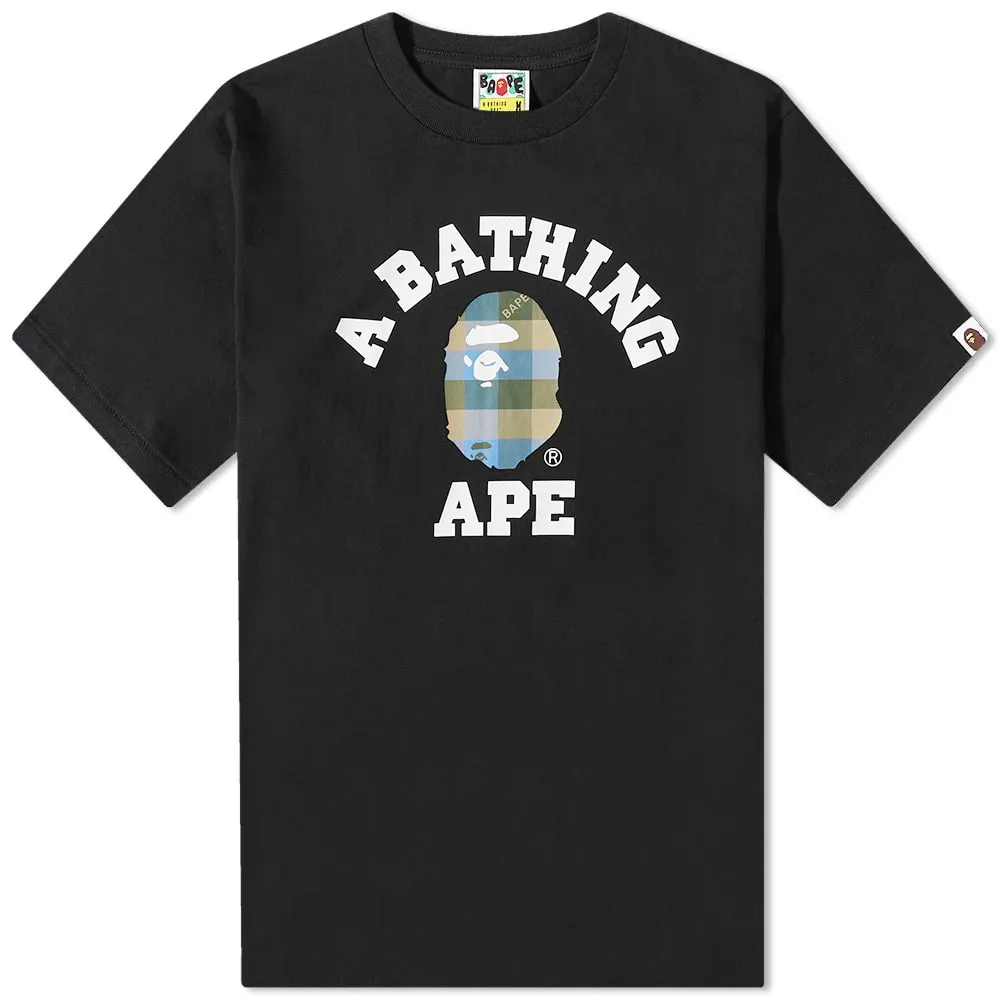 BAPE A Bathing Ape Block Check College Tee