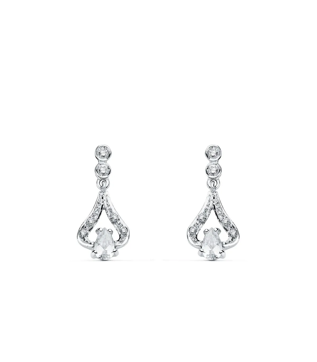 Boucles d'oreilles mariée Dame Cassandra Or Blanc 18K