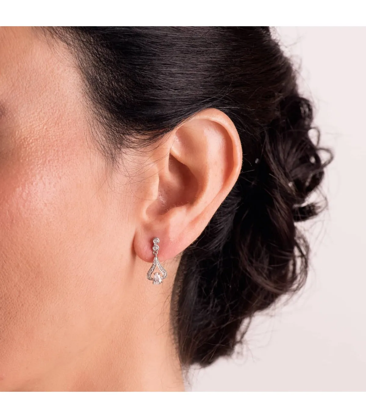 Boucles d'oreilles mariée Dame Cassandra Or Blanc 18K