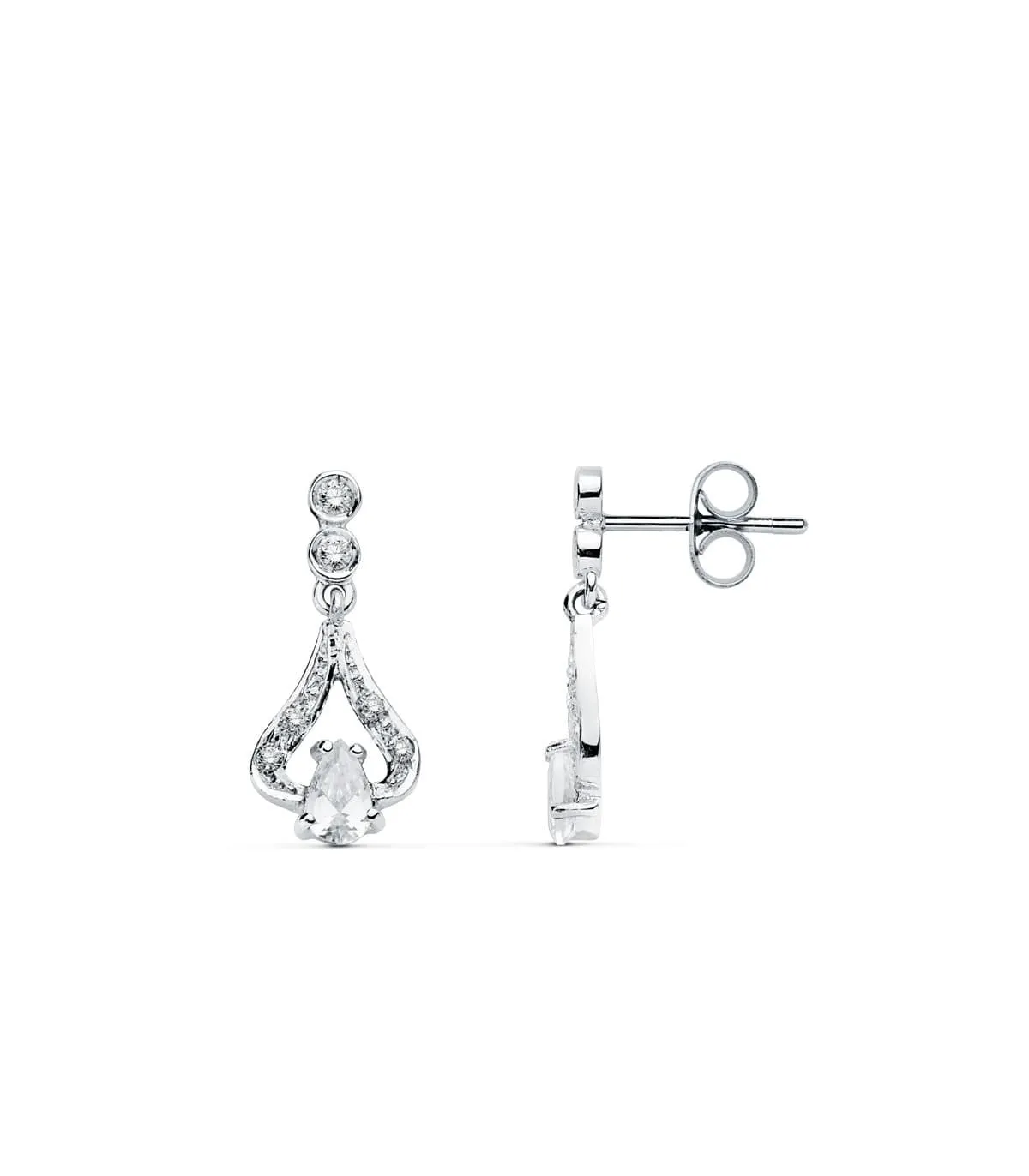 Boucles d'oreilles mariée Dame Cassandra Or Blanc 18K