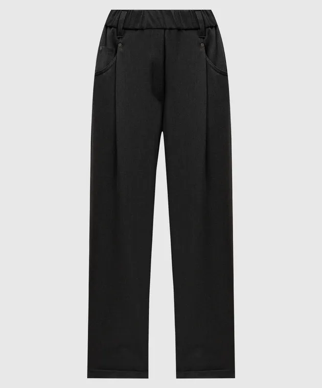 Brunello Cucinelli Gray pants with monil chain