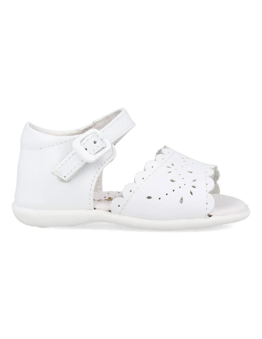 BUBBLE KIDS  SANDALIA NIñA PIEL BLANCA FLORAL