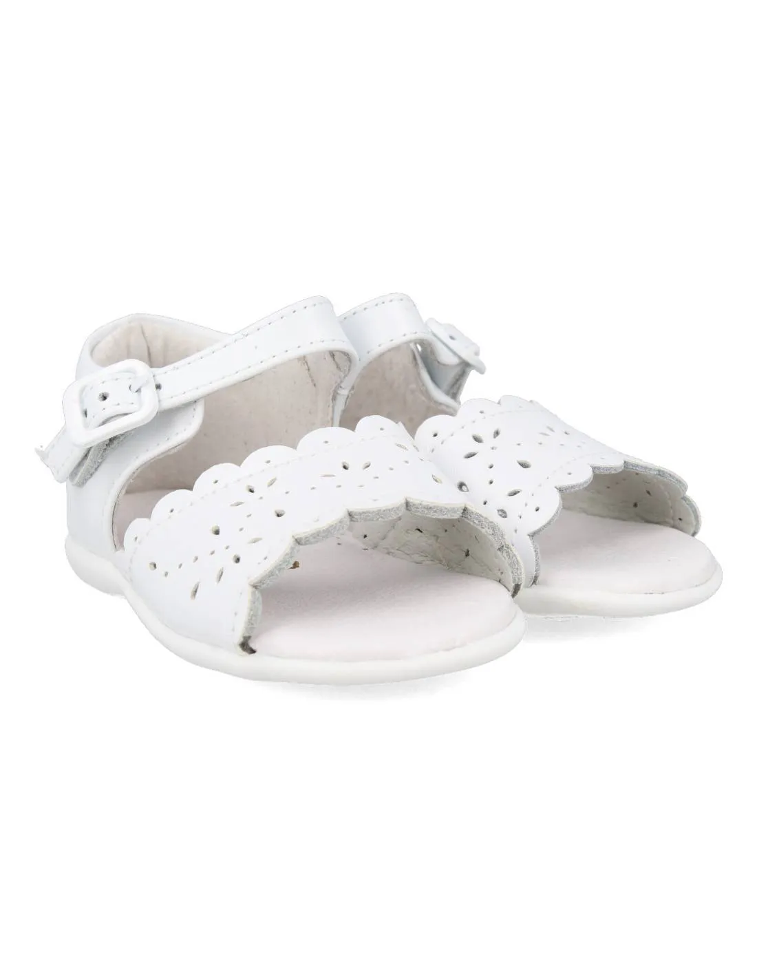 BUBBLE KIDS  SANDALIA NIñA PIEL BLANCA FLORAL