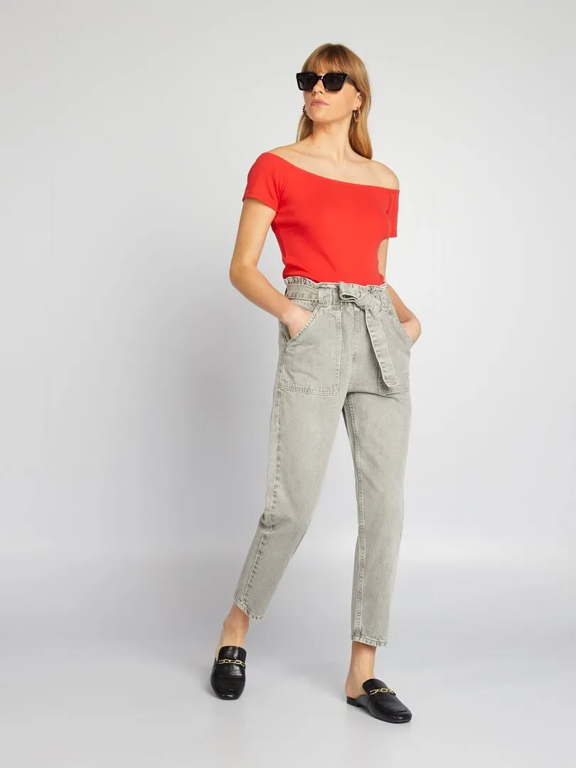 CAMISETA BARDOT DE PUNTO DE CANALé  ROJO