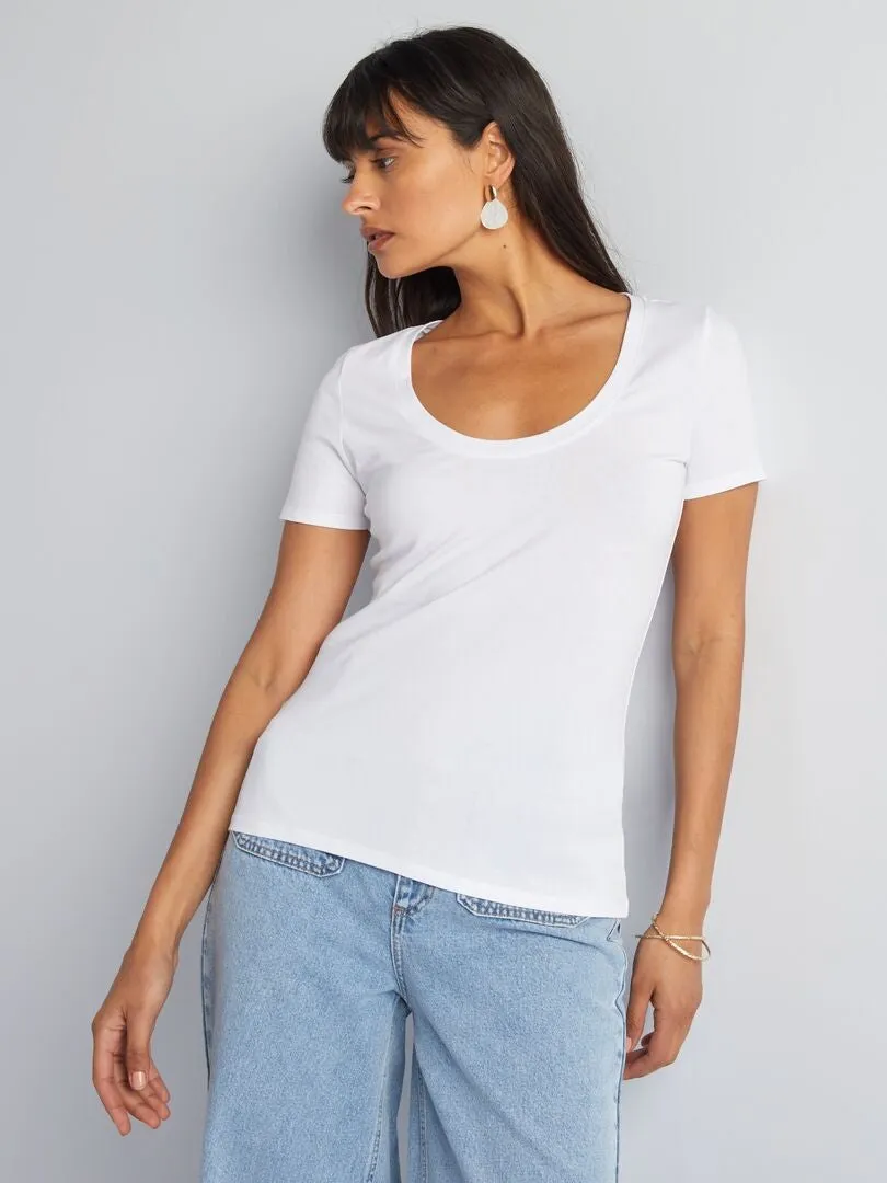CAMISETA BáSICA CON ESCOTE PRONUNCIADO  BLANCO
