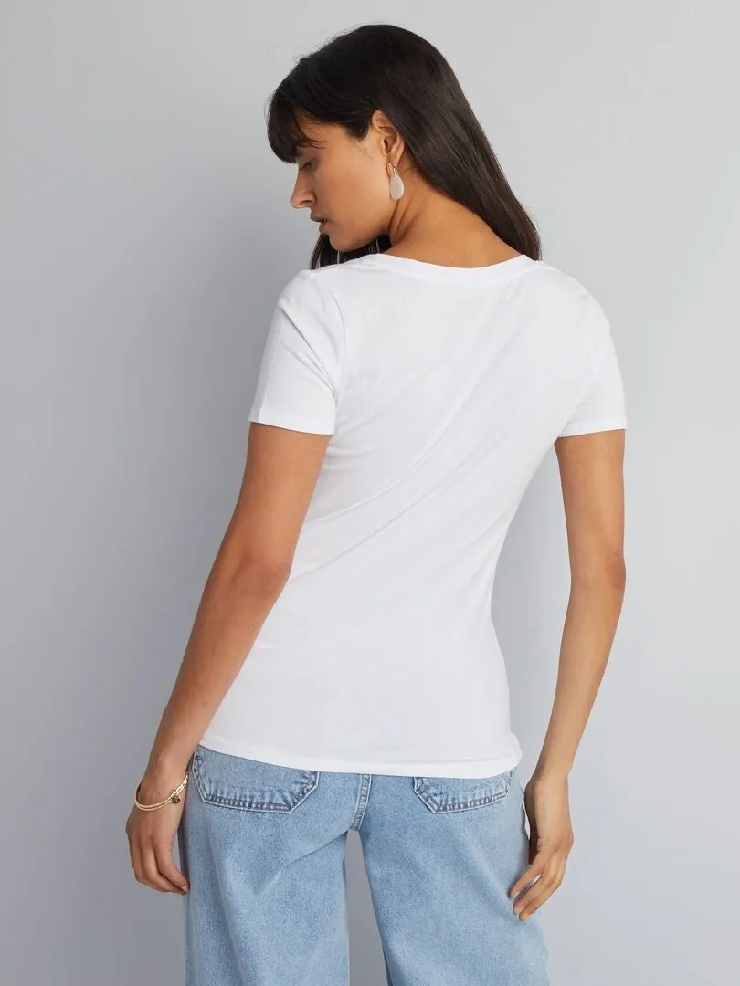CAMISETA BáSICA CON ESCOTE PRONUNCIADO  BLANCO