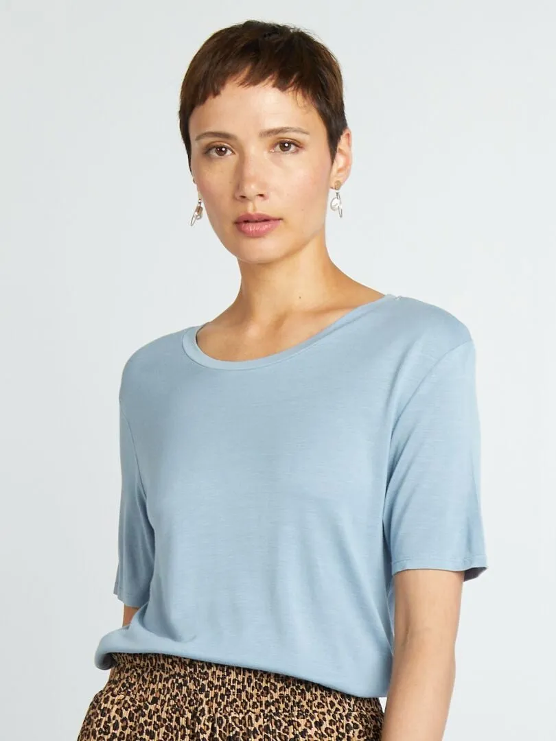 CAMISETA BáSICA FLUIDA  AZUL