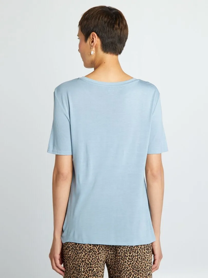 CAMISETA BáSICA FLUIDA  AZUL