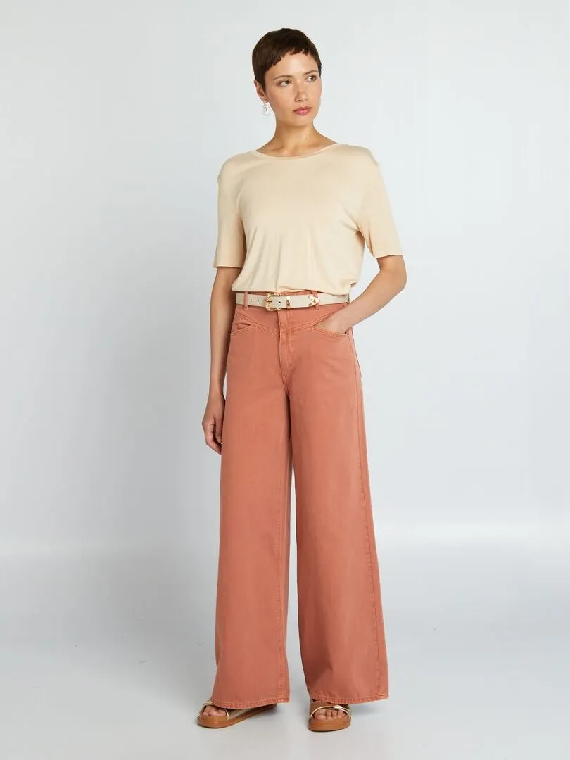 CAMISETA BáSICA FLUIDA  BEIGE