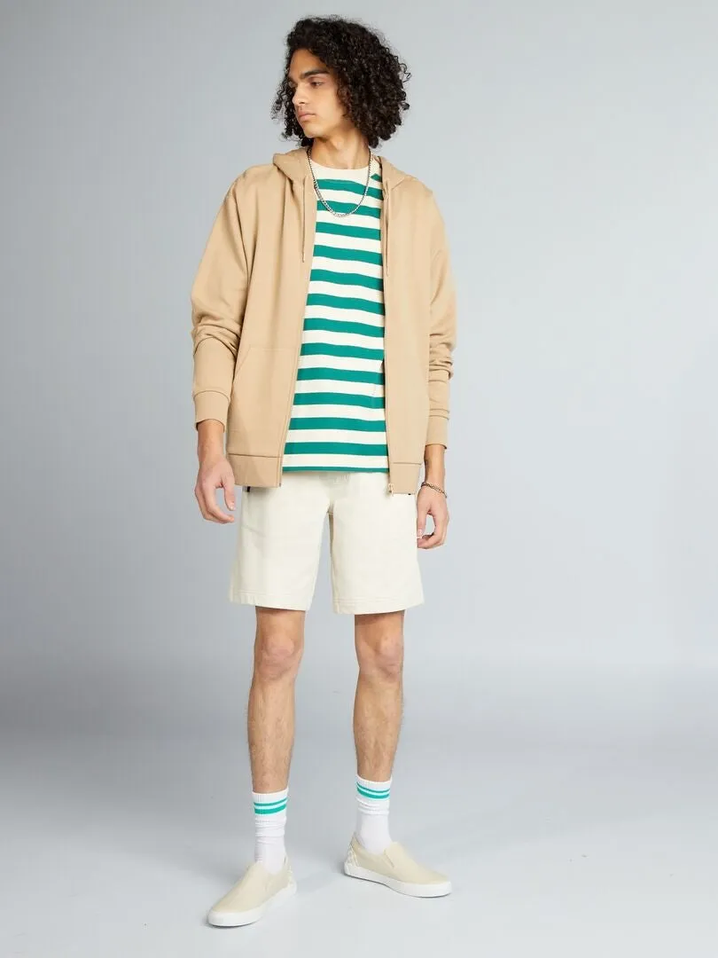 CAMISETA DE ALGODóN A RAYAS  BEIGE