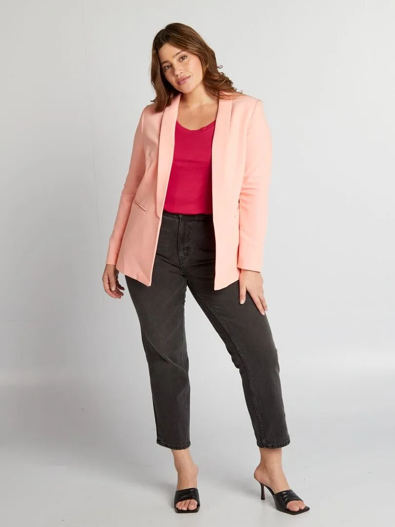 CAMISETA DE CANALé VAPOROSA CON CUELLO AMPLIO  ROSA