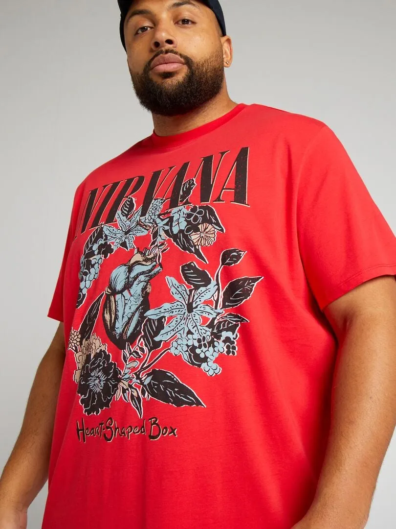 CAMISETA DE CUELLO REDONDO 'NIRVANA'  ROJO