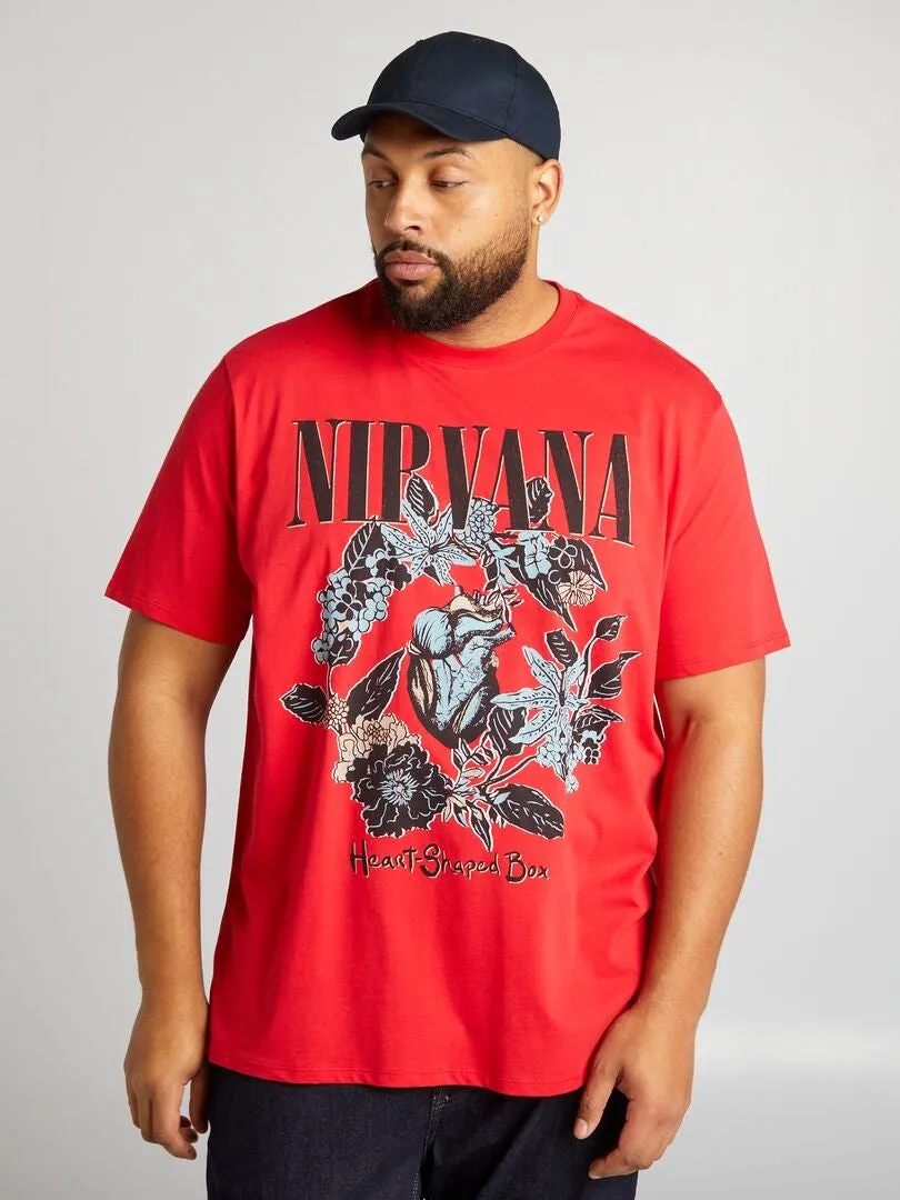 CAMISETA DE CUELLO REDONDO 'NIRVANA'  ROJO