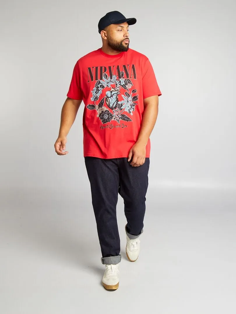 CAMISETA DE CUELLO REDONDO 'NIRVANA'  ROJO