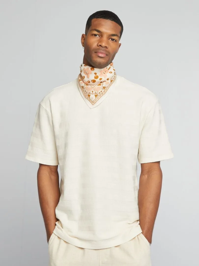CAMISETA DE MANGA CORTA CON TEXTURA  BLANCO
