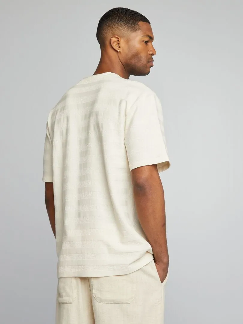 CAMISETA DE MANGA CORTA CON TEXTURA  BLANCO