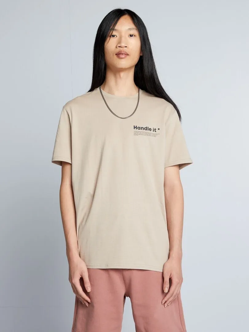 CAMISETA DE PUNTO CON CUELLO REDONDO  BEIGE