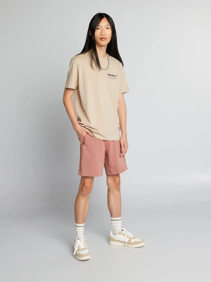 CAMISETA DE PUNTO CON CUELLO REDONDO  BEIGE