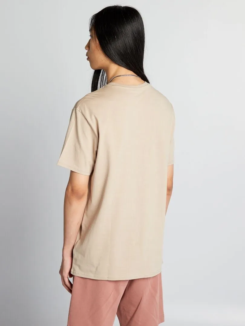 CAMISETA DE PUNTO CON CUELLO REDONDO  BEIGE