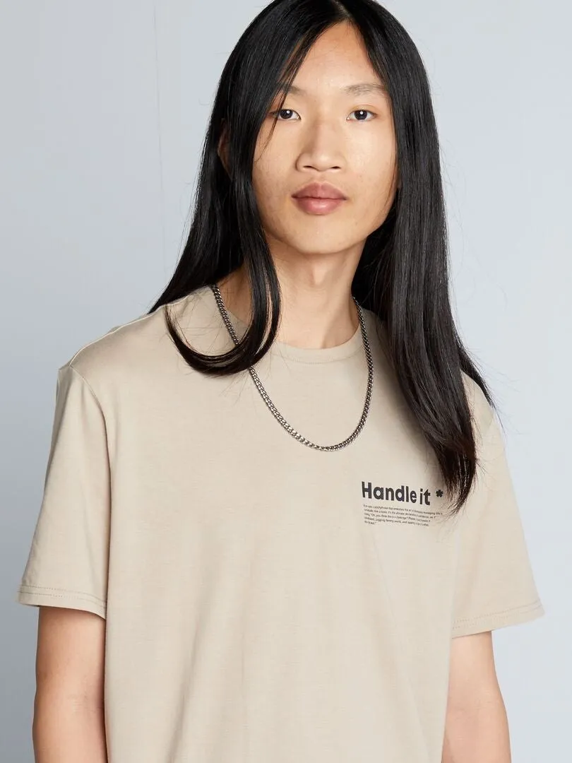 CAMISETA DE PUNTO CON CUELLO REDONDO  BEIGE