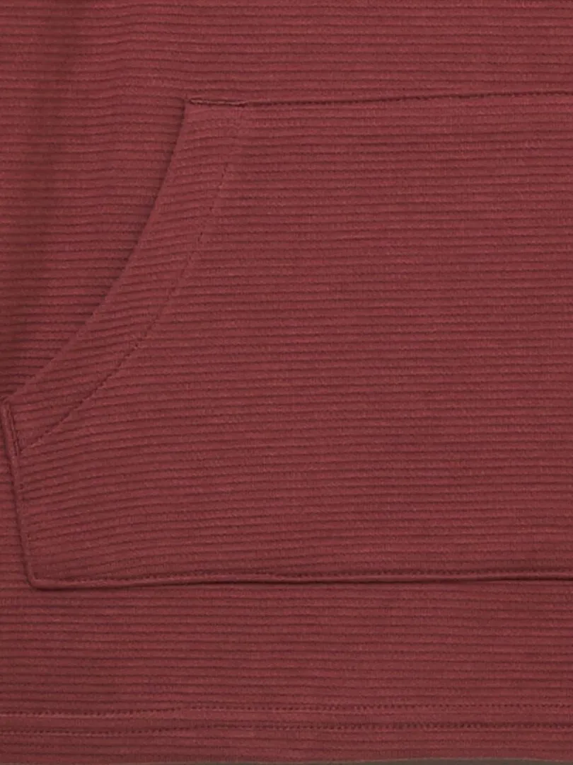CAMISETA DE PUNTO CON TEXTURA CON BOLSILLO CANGURO  ROJO