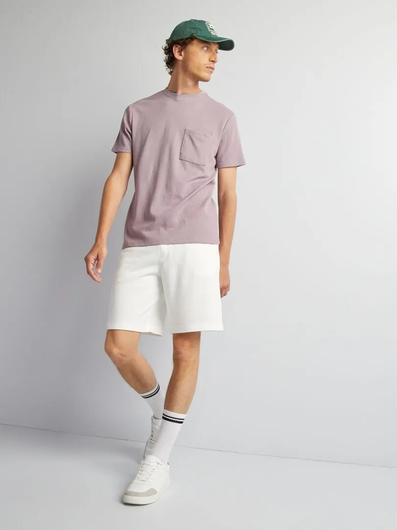 CAMISETA DE PUNTO DE NIDO DE ABEJA LISO CON BOLSILLO  PURPURA