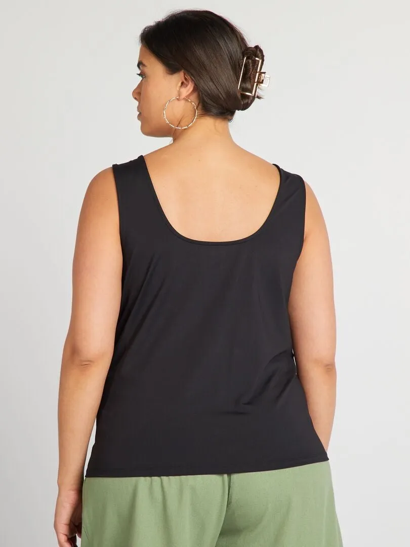 CAMISETA DE TIRANTES DE MICROFIBRA CON ESCOTE CUADRADO  NEGRO