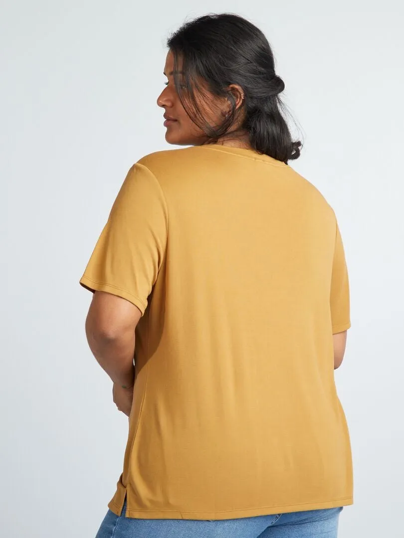 CAMISETA ELáSTICA DE MANGA CORTA  AMARILLO