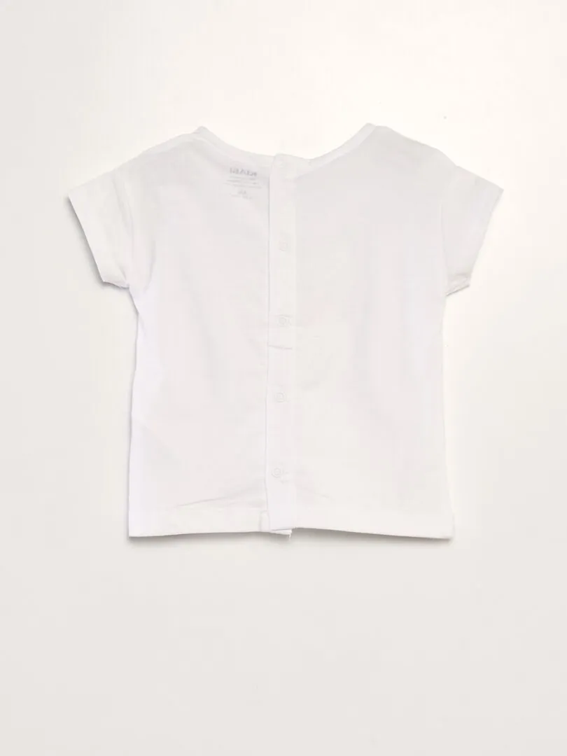 CAMISETA ESTAMPADA 'ABEJA' + ADORNO CON RELIEVE  BLANCO