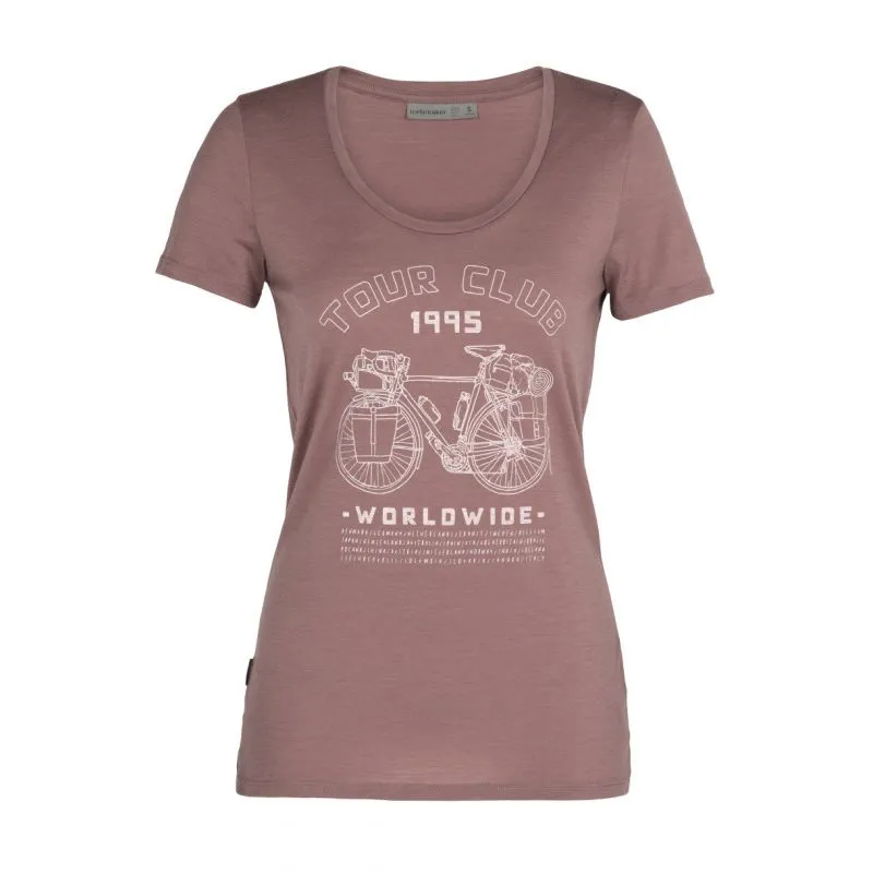 Camiseta Icebreaker Tech Lite Ss Scoop Tour Club 1995 para mujer (ante)